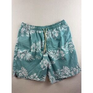 Quiksilver Waterman Mens Teal Floral Hibiscus‎ Swim Trunks Board Shorts Size L